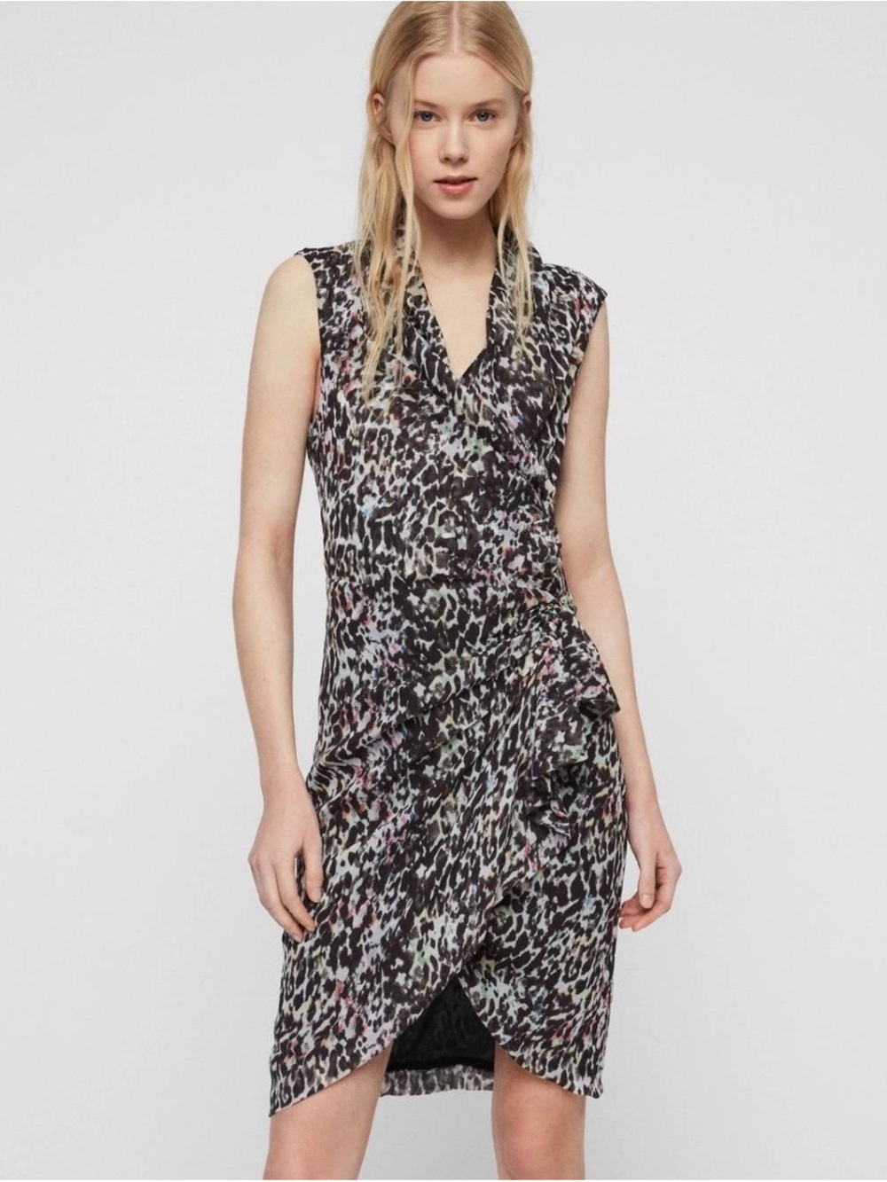 ALL SAINTS CANCITY LEOFALL Sleeveless Leopard Print Wrap Dress ❤️❤️